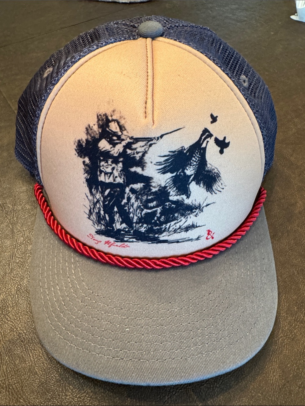Covey & Paddle Men's Pheasant Hunting Graphic Hat - Tan & Navy